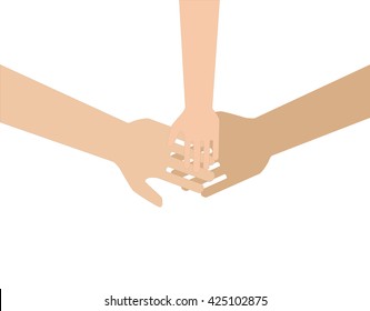 Family concept with mother, father and child hands