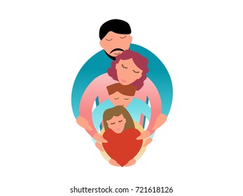 Family concept vector illustration - Dad and mom with two children