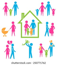 Family concepts: father, mother, daughter and son together