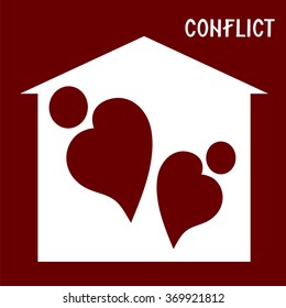 Family conflict,  icon , stylized image of a man in the form of heart.  