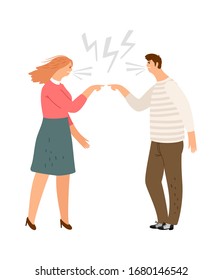 Family conflict. Man woman screaming, angry people. Divorce, home violence or unhappy couple vector illustration