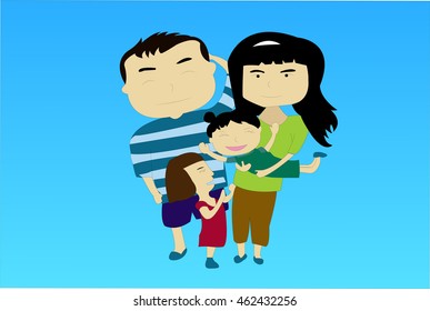 Family consists of father, mother and two daughters