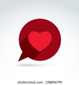 Family consultation symbol, speech bubble with love sign, valentine heart icon. Romantic conversation, chat on relationship theme.