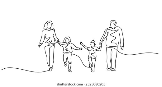 Family continuous one line drawing. Parenting concept. Vector illustration minimalist background.