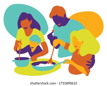 Family is cooking happy in the holidays