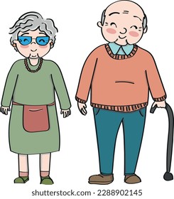 Family couple grandfather and grandmother