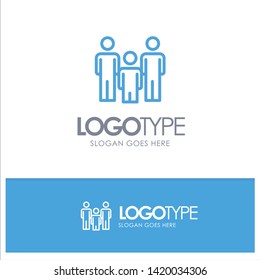Family, Couple, Kids, Health Blue outLine Logo with place for tagline