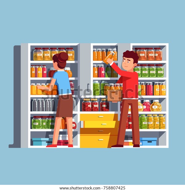 Family Couple Man Woman Working Together Stock Vector Royalty