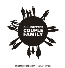 family and couple silhouette over white background. vector