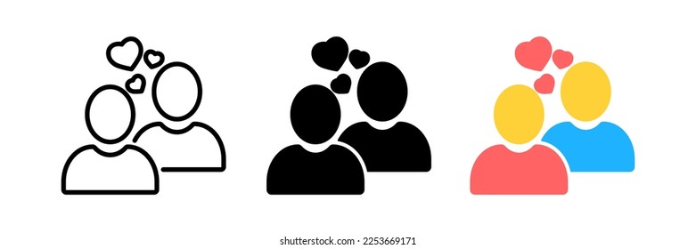 family, couple symbol, two person with love icon vector