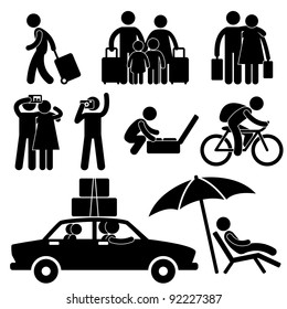 Family Couple Tourist Travel Vacation Trip Holiday Honeymoon Icon Symbol Sign Pictogram - Shutterstock ID 92227387