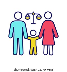 Family court color icon. Child custody. Family law proceedings. Divorce mediation, legal separation. Isolated vector illustration