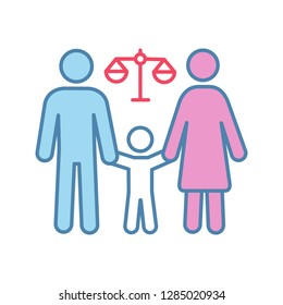 Family Court Color Icon. Child Custody. Family Law Proceedings. Divorce Mediation, Legal Separation. Isolated Vector Illustration