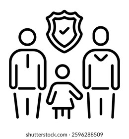 Family coverage icon in linear style 