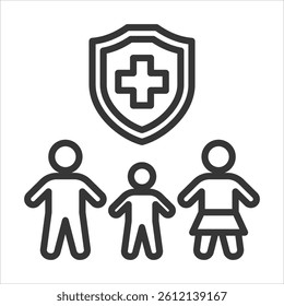 Family Coverage Icon Vector Illustration Outline