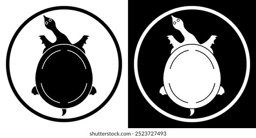 Family crest-style vector illustration of a soft-shelled turtle.