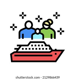 family cruise color icon vector. family cruise sign. isolated symbol illustration