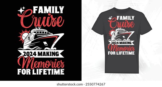 Family Cruise Funny Surfing Summer Vacation Vintage Family Cruise T-shirt Design