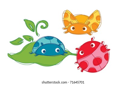 Family Cute bug Vector