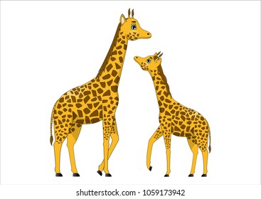 Family of cute cartoon giraffes
