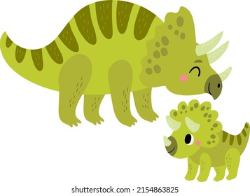 Family of cute dinosaurs. mom and baby