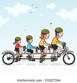 Family Cycling. Happy Family.