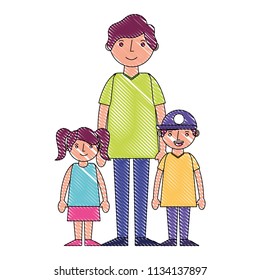 family dad with her son and daughter