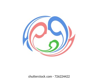Family dad mom and baby vector logo