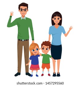 Family dad and mom with daughter and son vector illustration graphic design