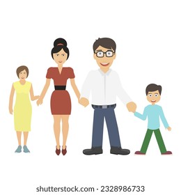 Family. Dad, mom, daughter and son, vector illustration