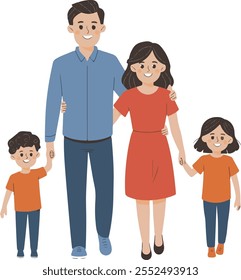 Family dad and mom with daughter and son vector illustration graphic design