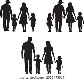 Family dad and mom with daughter and son vector illustration graphic design