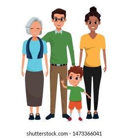 Family dad and mom with grandmother with boy vector illustration graphic design