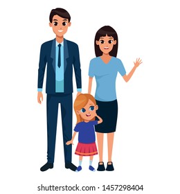 Family dad and mom with little daughter vector illustration graphic design