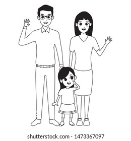Family dad and mom with little daughter vector illustration graphic design