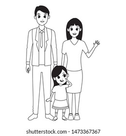 Family dad and mom with little daughter vector illustration graphic design