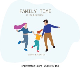 Family dancing in the home 