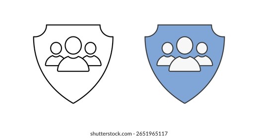 Family data privacy icon with family silhouette inside a shield, ideal for protecting household information, personal safety, and digital family privacy illustrations.