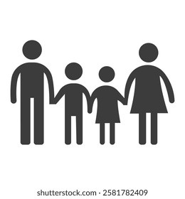 Family Daughter Son Icon Black and White Vector Graphic