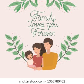 family day card with parents and daughter leafs crown