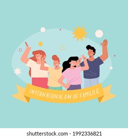 family day celebration with group characters