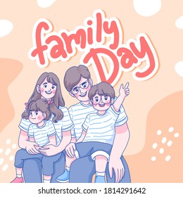 Family day concept design of vector. Parents and children group cartoon character.