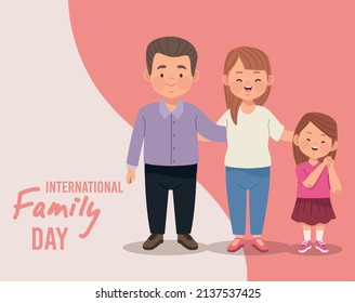 family day postcard with parents and daughter