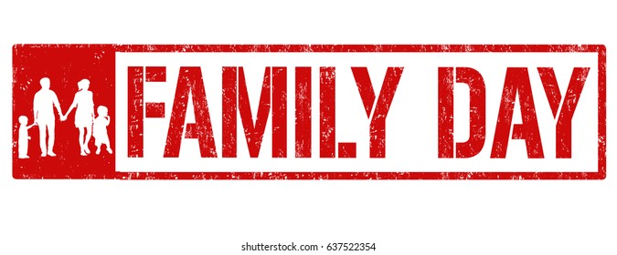 Family day sign or stamp on white background, vector illustration