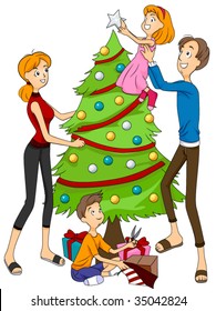Weihnachtsbaum für Familien - Vektorgrafik
