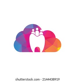 Family Dental cloud shape concept logo template isolated with three people. Family dental logo with people concept.