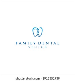 Family Dental Logo.Letter R and tooth Icon Vector Design