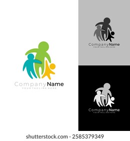 Family design colorful, people care logo with social design