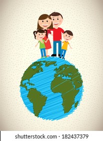 Family design over beige background, vector illustration