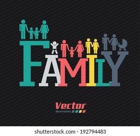 Family design over black background, vector illustration